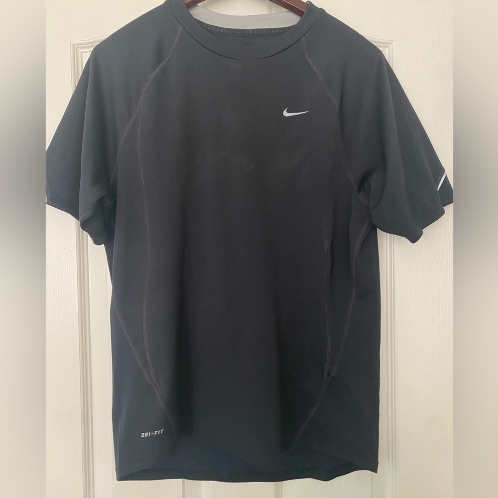 Medium, Black, Nike, Dri-Fit athletic shirt.